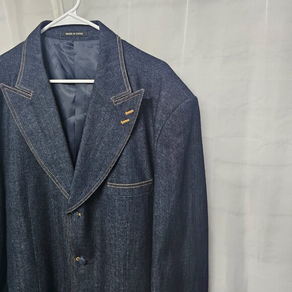 Milano Moda Denim Blazer Coat Blue Western Casual Unisex 46L - Picture 5 of 11
